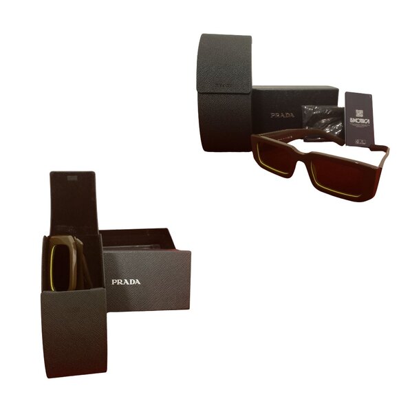 PRADA Symbole Sunglasses - Unisex - Loden Cedar / Dark Brown - Full Inclusion - Picture 6 of 12